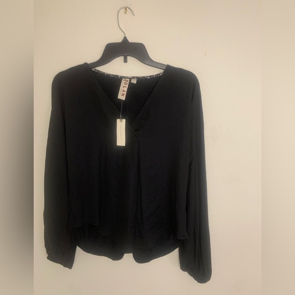 Size XS Anthropologie WOMEN Oversized relaxed pullover Dolan Black V-Neck Blouse - Picture 4 of 7